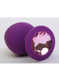 Фиолетовая силиконовая пробка с розовым стразом - 8,2 см. - 4sexdreaM - купить с доставкой в Ессентуках