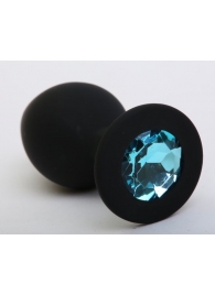 Чёрная силиконовая пробка с голубым стразом - 8,2 см. - 4sexdreaM - купить с доставкой в Ессентуках