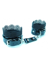Изысканные чёрные наручники с кружевом - БДСМ Арсенал - купить с доставкой в Ессентуках