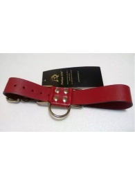 Широкие красные ременные наручники с полукольцом - Подиум - купить с доставкой в Ессентуках