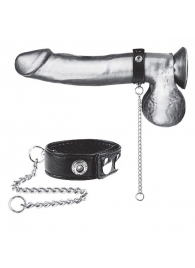 Утяжка на пенис с поводком Snap Cock Ring With 12  Leash - BlueLine - купить с доставкой в Ессентуках
