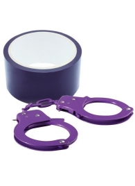Набор для фиксации BONDX METAL CUFFS AND RIBBON: фиолетовые наручники из листового материала и липкая лента - Dream Toys - купить с доставкой в Ессентуках