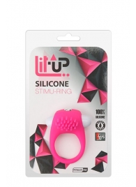 Розовое эрекционное кольцо с щеточкой LIT-UP SILICONE STIMU RING 5 - Dream Toys - в Ессентуках купить с доставкой