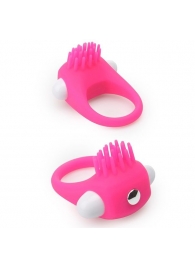 Розовое эрекционное кольцо с щеточкой LIT-UP SILICONE STIMU RING 5 - Dream Toys - в Ессентуках купить с доставкой