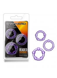 Набор из 3 фиолетовых эрекционных колец Stay Hard Beaded Cockrings - Blush Novelties - в Ессентуках купить с доставкой