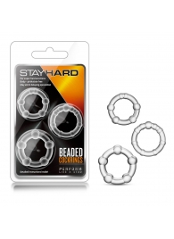 Набор из 3 прозрачных эрекционных колец Stay Hard Beaded Cockrings - Blush Novelties - в Ессентуках купить с доставкой