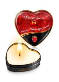 Массажная свеча с ароматом клубники Bougie Massage Candle - 35 мл. - Plaisir Secret - купить с доставкой в Ессентуках