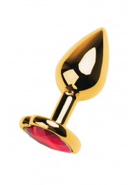 Золотистая анальная пробка с кристаллом-сердцем - 7,5 см. - ToyFa - купить с доставкой в Ессентуках