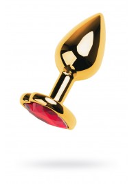 Золотистая анальная пробка с кристаллом-сердцем - 7,5 см. - ToyFa - купить с доставкой в Ессентуках