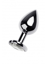 Серебристая анальная пробка с прозрачным кристаллом-сердцем - 8 см. - ToyFa - купить с доставкой в Ессентуках