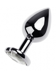 Серебристая анальная пробка с прозрачным кристаллом-сердцем - 8 см. - ToyFa - купить с доставкой в Ессентуках