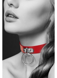 Красный узенький чокер с кольцом - Bijoux Pour Toi - купить с доставкой в Ессентуках