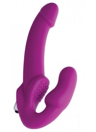 Ярко-розовый безремневой вибрострапон Evoke Vibrating Strapless Silicone Strap-on Dildo - XR Brands - купить с доставкой в Ессентуках