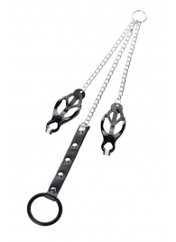 Черно-серебристые зажимы для сосков с кольцом для пениса TOYFA Metal - ToyFa - купить с доставкой в Ессентуках