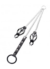 Черно-серебристые зажимы для сосков с кольцом для пениса TOYFA Metal - ToyFa - купить с доставкой в Ессентуках