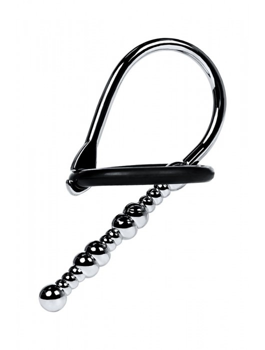 Серебристый уретральный плаг-бусины TOYFA Metal с мягким фиксириющим кольцом - ToyFa - купить с доставкой в Ессентуках