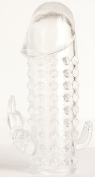 Гелевая прозрачная насадка с 2 отростками - 13 см. - Toyfa Basic - в Ессентуках купить с доставкой