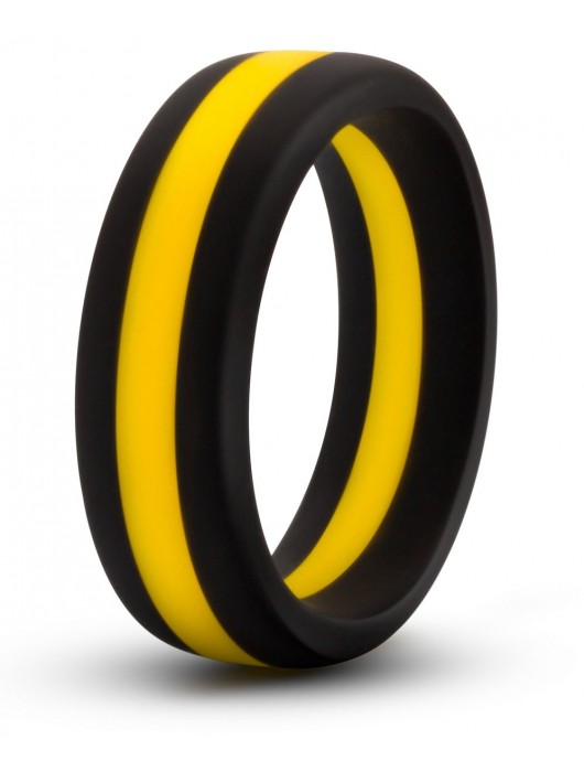 Черно-желтое силиконовое эрекционное кольцо Silicone Go Pro Cock Ring - Blush Novelties - в Ессентуках купить с доставкой