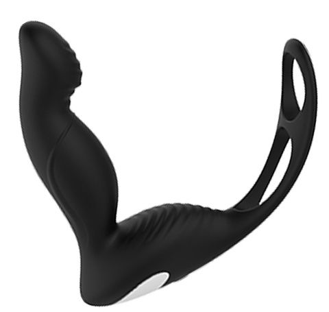 Черный вибромассажер простаты P-PLEASER W ERECTION ENHANCE - Dream Toys - в Ессентуках купить с доставкой