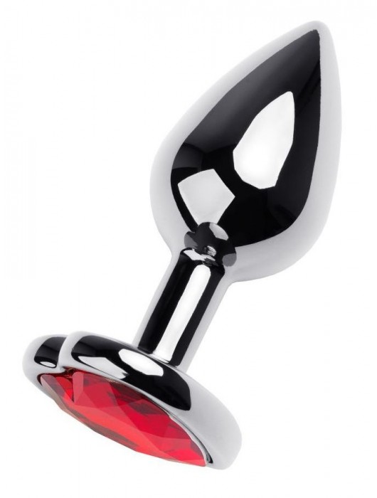 Серебристая коническая анальная пробка с красным кристаллом-сердечком - 7 см. - ToyFa - купить с доставкой в Ессентуках