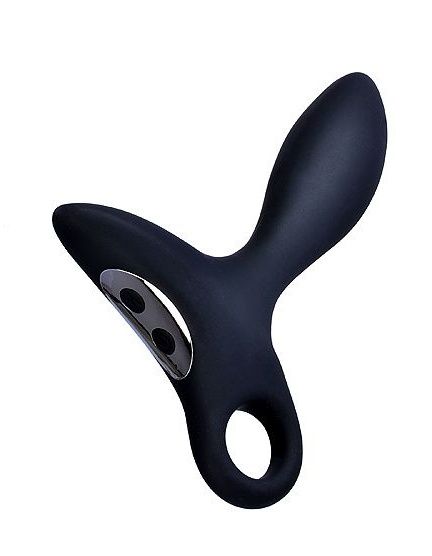 Черный силиконовый анальный вибромассажер Erokey с колечком-ограничителем - Erokay - в Ессентуках купить с доставкой