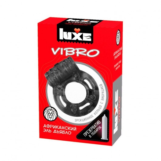 Чёрное эрекционное виброкольцо Luxe VIBRO  Африканский Эль Дьябло  + презерватив - Luxe - в Ессентуках купить с доставкой