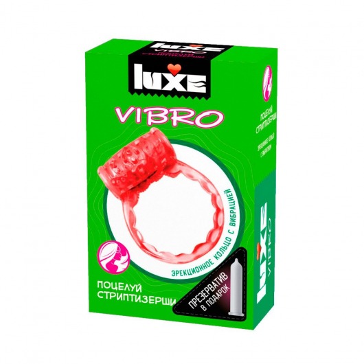 Розовое эрекционное виброкольцо Luxe VIBRO  Поцелуй стриптизёрши  + презерватив - Luxe - в Ессентуках купить с доставкой