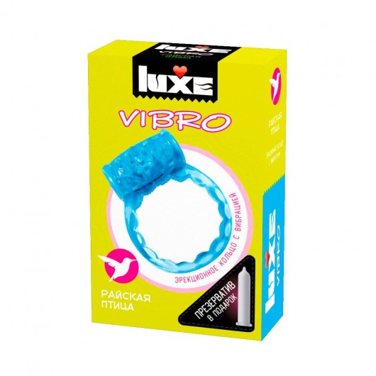 Голубое эрекционное виброкольцо Luxe VIBRO  Райская птица  + презерватив - Luxe - в Ессентуках купить с доставкой