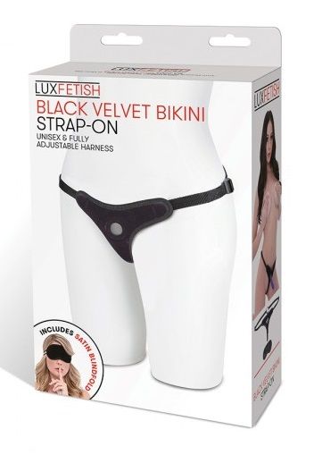 Черные плюшевые трусики для страпона - Lux Fetish - купить с доставкой в Ессентуках