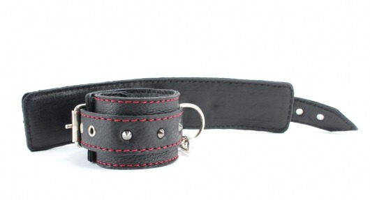 Черные наручники из натуральной кожи на карабинах - БДСМ Арсенал - купить с доставкой в Ессентуках