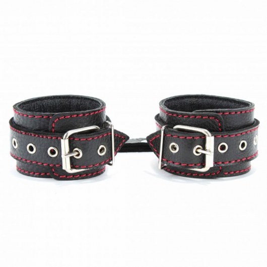 Черные наручники из натуральной кожи на карабинах - БДСМ Арсенал - купить с доставкой в Ессентуках