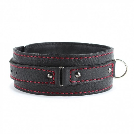 Черный ошейник из натуральной кожи с шипами - БДСМ Арсенал - купить с доставкой в Ессентуках