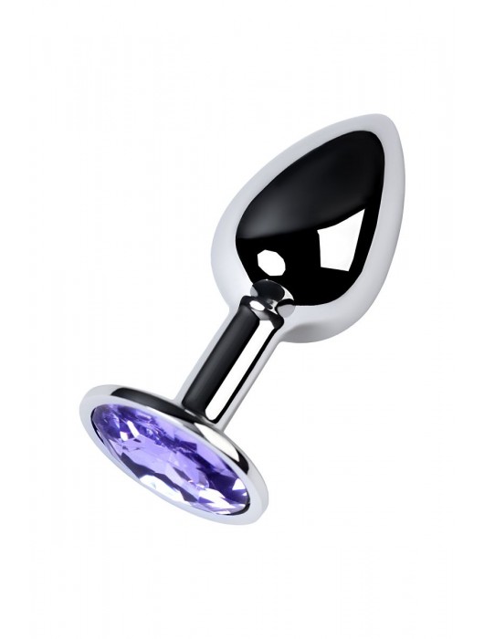 Серебристая конусовидная анальная пробка с фиолетовым кристаллом - 7 см. - ToyFa - купить с доставкой в Ессентуках