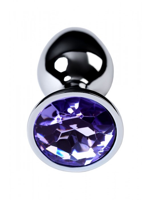 Серебристая конусовидная анальная пробка с фиолетовым кристаллом - 7 см. - ToyFa - купить с доставкой в Ессентуках