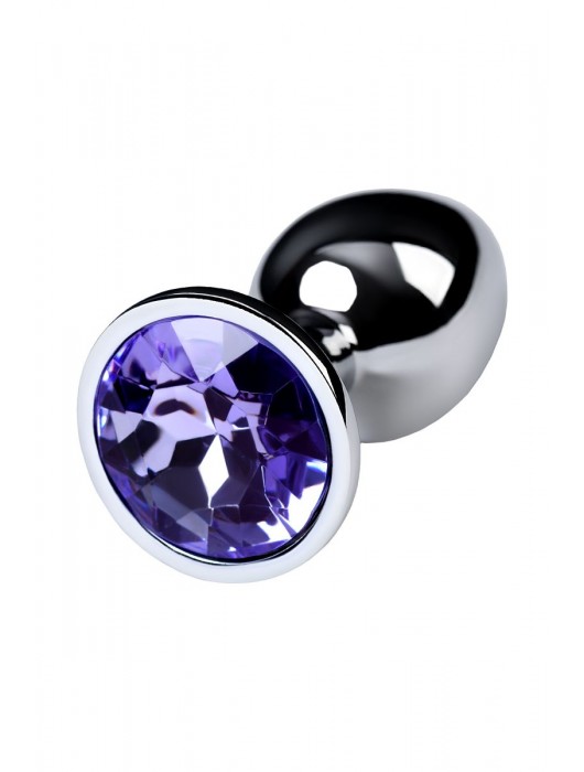 Серебристая конусовидная анальная пробка с фиолетовым кристаллом - 7 см. - ToyFa - купить с доставкой в Ессентуках
