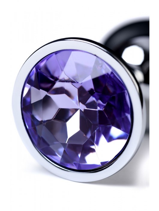 Серебристая конусовидная анальная пробка с фиолетовым кристаллом - 7 см. - ToyFa - купить с доставкой в Ессентуках