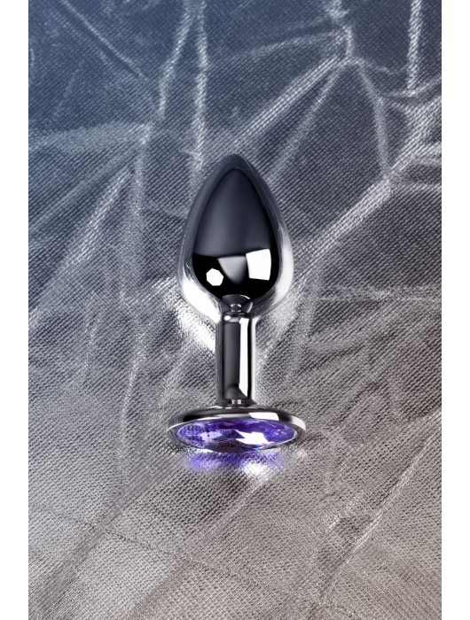 Серебристая конусовидная анальная пробка с фиолетовым кристаллом - 7 см. - ToyFa - купить с доставкой в Ессентуках