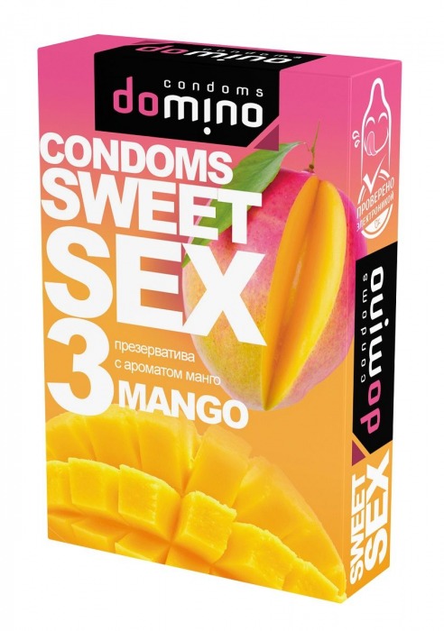 Презервативы для орального секса DOMINO Sweet Sex с ароматом манго - 3 шт. - Domino - купить с доставкой в Ессентуках