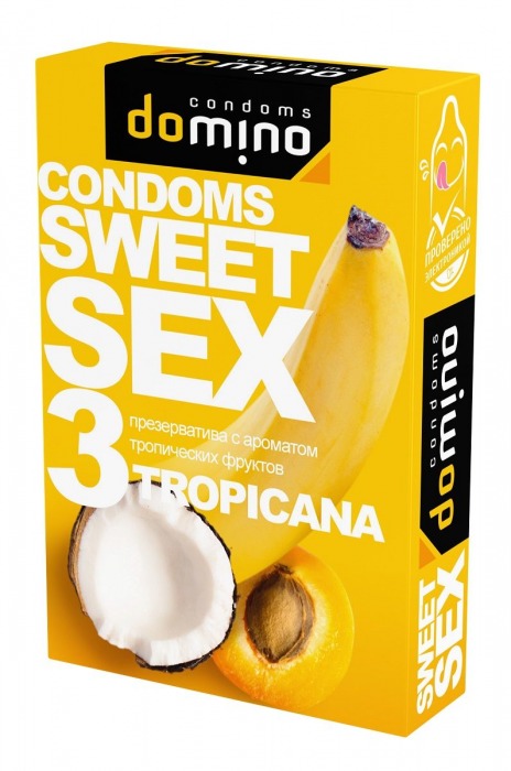 Презервативы для орального секса DOMINO Sweet Sex с ароматом тропических фруктов - 3 шт. - Domino - купить с доставкой в Ессентуках