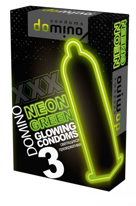 Презервативы DOMINO Neon Green со светящимся в темноте кончиком - 3 шт. - Domino - купить с доставкой в Ессентуках