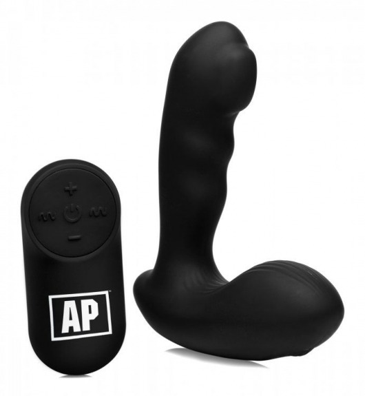 Черный стимулятор простаты Alpha-Pro 7X P-Milker Silicone Prostate Stimulator with Milking Bead - XR Brands - в Ессентуках купить с доставкой