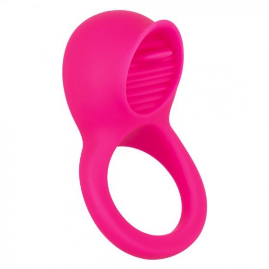 Ярко-розовое эрекционное кольцо Silicone Rechargeable Teasing Tongue Enhancer - California Exotic Novelties - в Ессентуках купить с доставкой