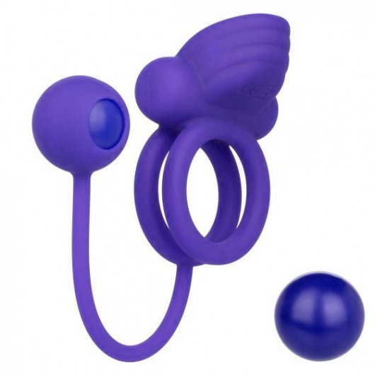 Фиолетовое эрекционное кольцо с утяжелителем Silicone Rechargeable Dual Rockin Rim Enhancer - California Exotic Novelties - в Ессентуках купить с доставкой