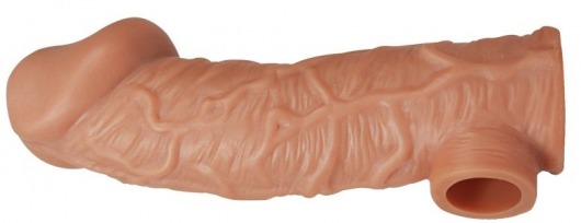 Телесная насадка на фаллос с отверстием для мошонки EXTREME SLEEVE - 17,6 см. - KOKOS - в Ессентуках купить с доставкой