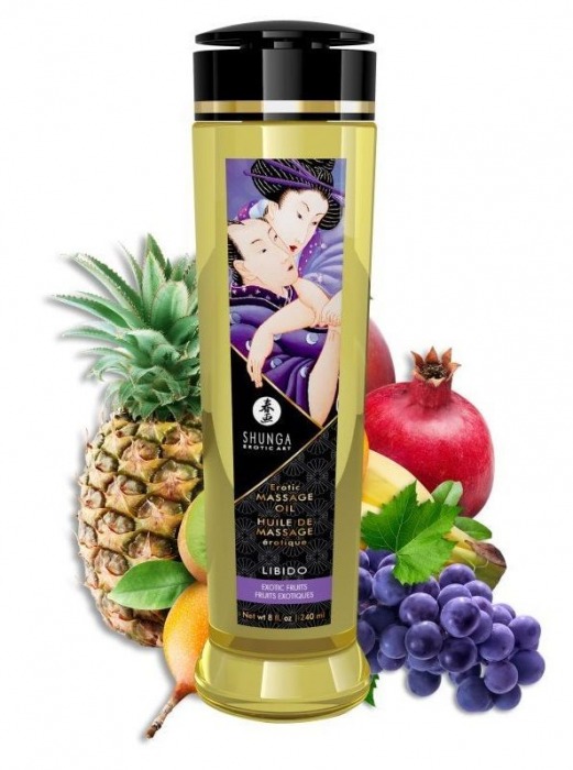 Массажное масло Libido Exotic Fruits с ароматом экзотических фруктов - 240 мл. - Shunga - купить с доставкой в Ессентуках