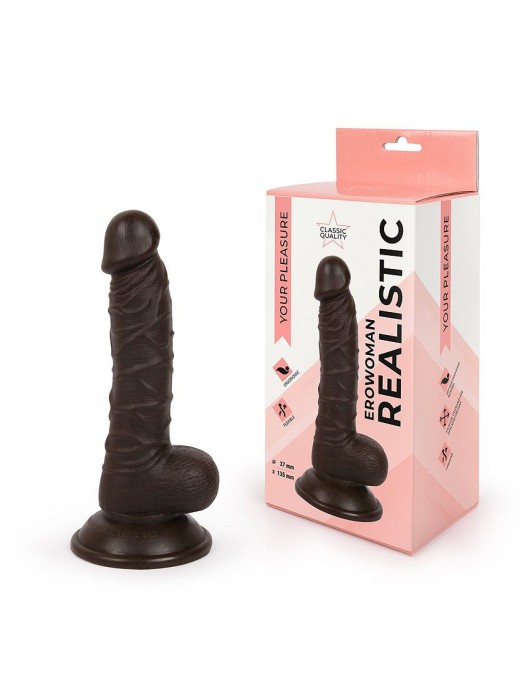Коричневый реалистичный фаллоимитатор на присоске - Erowoman-Eroman