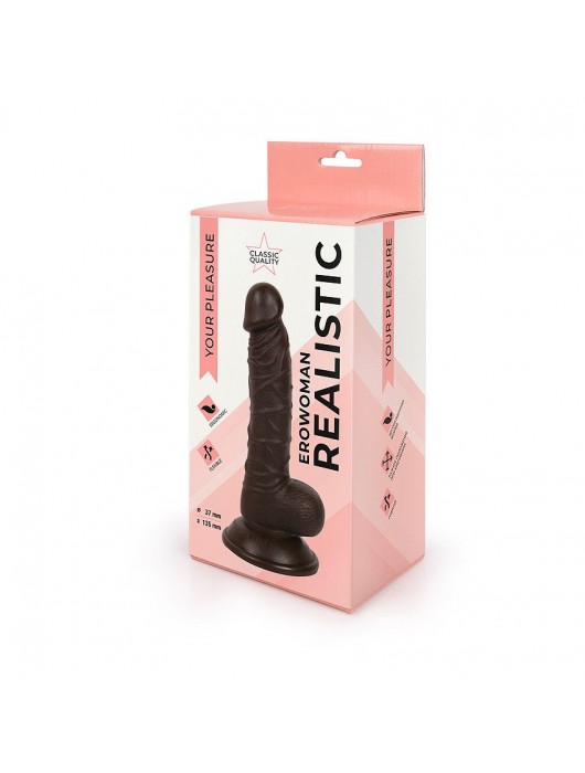 Коричневый реалистичный фаллоимитатор на присоске - Erowoman-Eroman