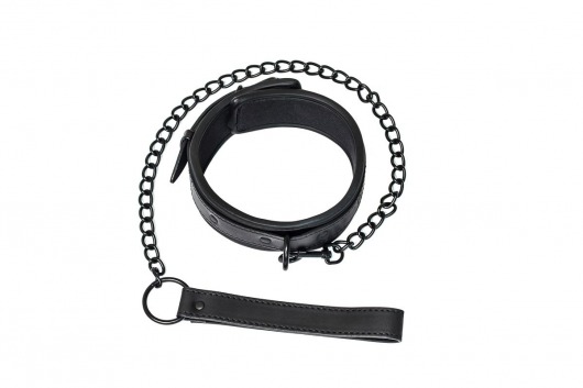 Черный ошейник с поводком Kinky - Lola Games - купить с доставкой в Ессентуках