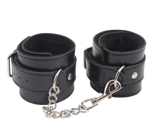 Черные оковы на ноги Obey Me Leather Ankle Cuffs - Chisa - купить с доставкой в Ессентуках