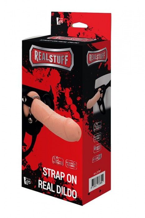 Черные трусики с телесной насадкой STRAP ON REAL DILDO - 21 см. - Dream Toys - купить с доставкой в Ессентуках